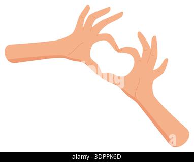 Cartoon Hands Forming Heart Symbol Sticker Stock Vector
