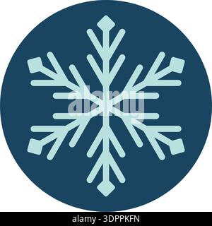 Blue Circle Snow Flake Label Icon Stock Vector