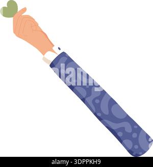 Flat Hand Holding Green Heart Stock Vector