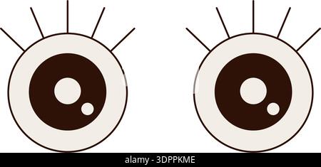 Groovy Retro Eye Icon Flat Black Stock Vector