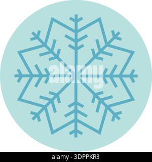 Blue Snowflake Outline Circle Label Stock Vector