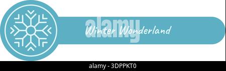 Winter Snow Flake Line Label Blue Stock Vector