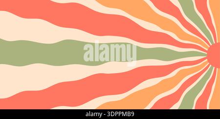 Retro Sun Burst Pattern With Yellow Waves Stock Vector