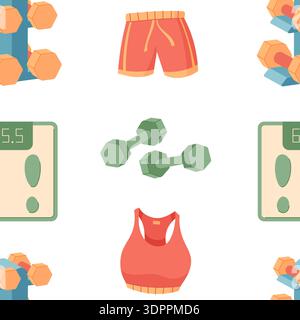 Seamless Flat Pattern With Dumbbells Stock Vector