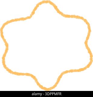 Groovy Orange Wavy Crayon Outline Frame Stock Vector
