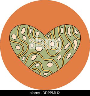 Groovy Retro Abstract Heart Sticker Stock Vector