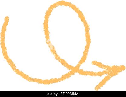 Hand Drawn Orange Swirl Crayon Arrow Stock Vector