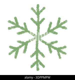 Green Crayon Snowflake Symbol With Frost Stock Vector