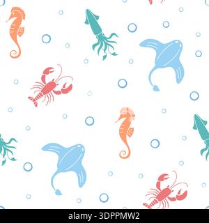 Seamless Underwater Aquatic Pattern Stock Vector