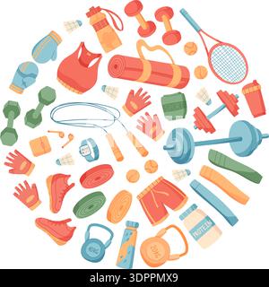 Colorful Circle Of Sport Equipment Stock Vector