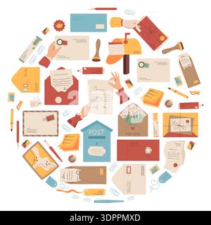 Mail Letter Sticker Flat Cartoon Icon Stock Vector