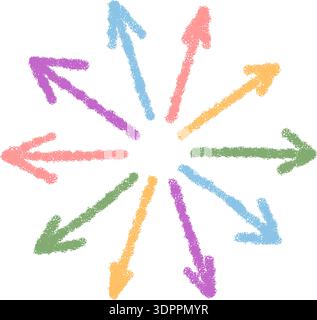 Pastel Chalk Hand Drawn Arrow Icon Stock Vector