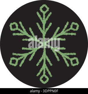 Crayon Snowflake Sticker Ornament Circle Stock Vector