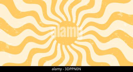 Groovy Retro Sun Burst Wave Background Stock Vector