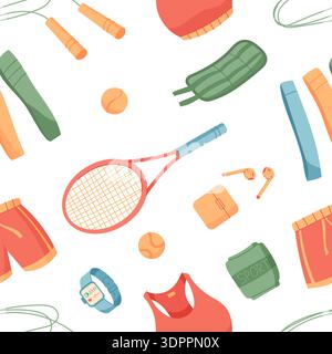 Seamless Flat Fitness Equipment Pattern Stock Vector
