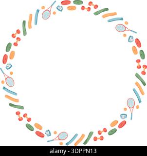 Colorful Minimal Round Sport Frame Stock Vector