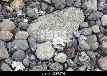 Pebbles on the chalk coast at Cape Arkona on Ruegen Stock Photo