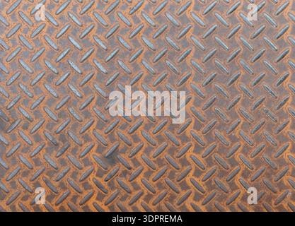 Top view of rusty diamond plate metal texture background Stock Photo