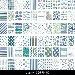 Abstract Geometric Pattern Set, Modern Seamless Shapes and Decorative Design Elements Collection Stock Vector