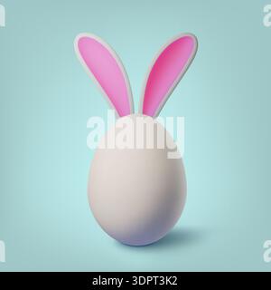 3D Easter egg whit bunny ears. Happy Easter.  Stock Vector