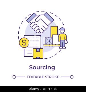 Sourcing multi color concept icon Stock Vector