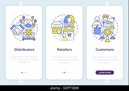 Supply chain participants onboarding mobile app screen Stock Vector