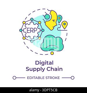 Digital supply chain multi color concept icon Stock Vector