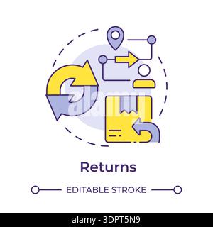 Returns multi color concept icon Stock Vector
