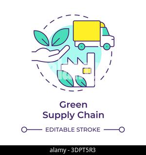 Green supply chain multi color concept icon Stock Vector