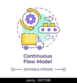 Continuous flow model multi color concept icon Stock Vector
