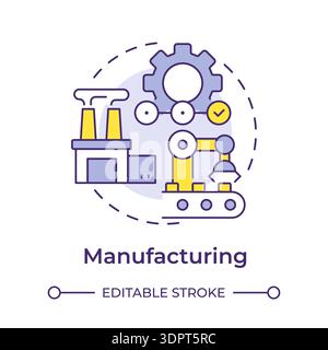 Manufacturing multi color concept icon Stock Vector