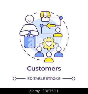 Customers multi color concept icon Stock Vector