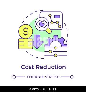 Cost reduction multi color concept icon Stock Vector