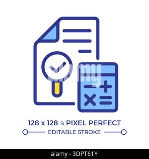 Account reconciliation pixel perfect line color icon Stock Vector