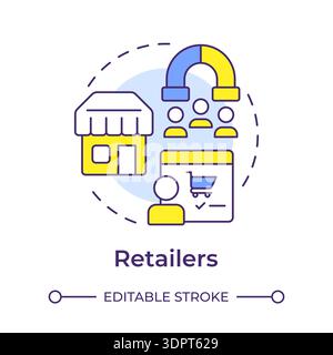 Retailers multi color concept icon Stock Vector