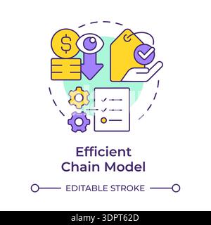 Efficient chain model multi color concept icon Stock Vector