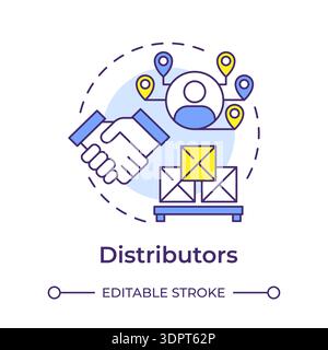 Distributors multi color concept icon Stock Vector
