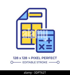 Bookkeeping pixel perfect line color icon Stock Vector