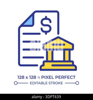 Bank reconciliation pixel perfect line color icon Stock Vector