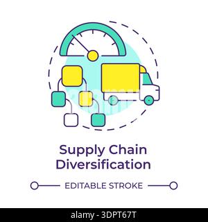 Supply chain diversification multi color concept icon Stock Vector
