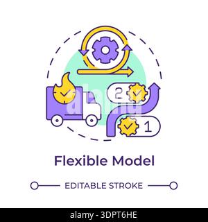 Flexible model multi color concept icon Stock Vector