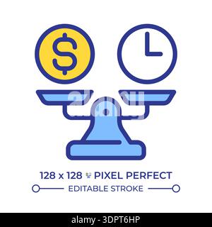 Break even point pixel perfect line color icon Stock Vector
