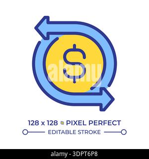 Profit and loss pixel perfect line color icon Stock Vector