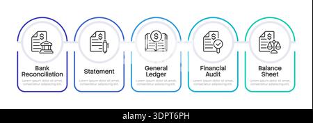 Bank reconciliation multicolor rounded infographic 5 steps Stock Vector