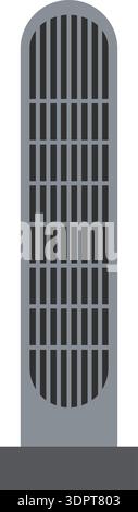Tall tower fan icon with vertical vents and a base in a simple flat style Stock Vector
