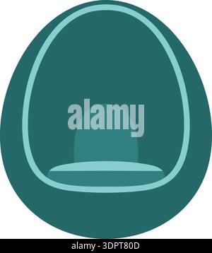 Illustration of an egg pod chair with rounded shell and cushioned seat in teal tones Stock Vector