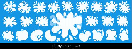 Milk splash blob amoeba shapes. Splashes hand-drawn quote frames text boxes. Promo sticker silhouettes in puddle paint stain shape set. Undulated whit Stock Vector