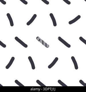 Rain random monochrome seamless pattern. Black and white small lines sprinkles background. Simple confetti repeated wallpaper. Short line dash vector Stock Vector