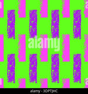 Small bold green fuchsia colors dash lines seamless pattern. Surface pattern design geometric handmade punk grunge motif. Hand drawn streaks texture. Stock Vector