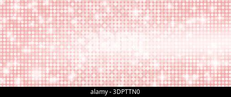 Sequin mosaic fabric with pattern glitter glimmer for pink background light. Disco ball rose gold with glam party effect on shiny bg. Vector sequin pi Stock Vector